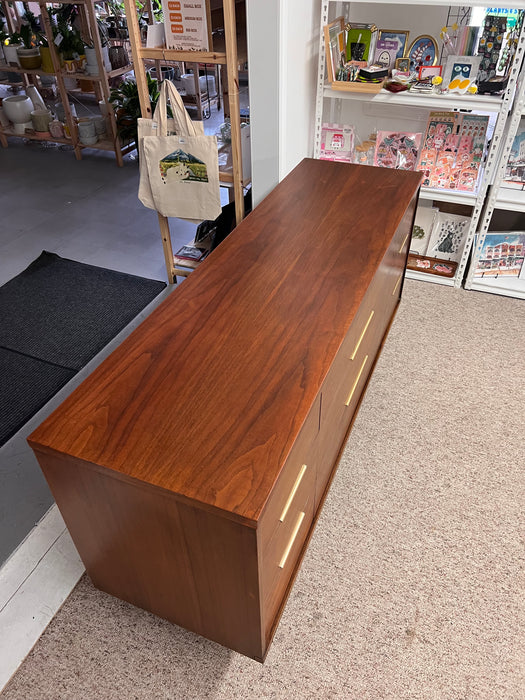 Vintage Mid Century Modern Solid Walnut 9-Drawer Dresser Dovetailed Drawers by Kent Coffey