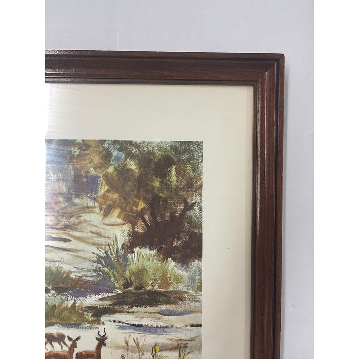 Vintage Eric Wale Print Titled “ the Noonday Drink “ Within Wooden Frame