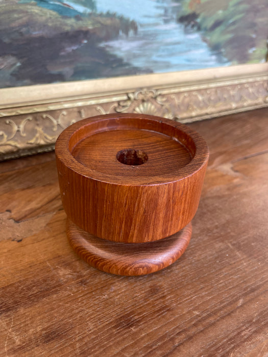 Vintage Kalmar Teak Wood Candle Holder or Vessel Base, Made in Thailand
