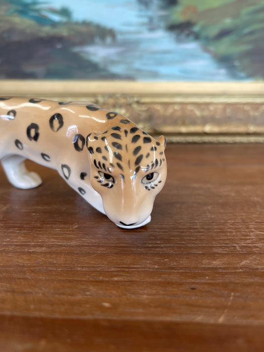 Vintage Erphila Germany Porcelain Leopard Figurine with Hand-Painted Details