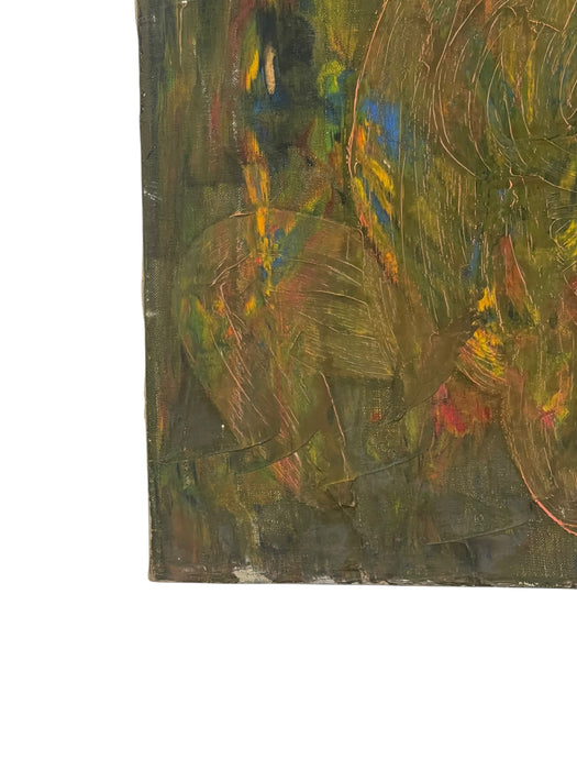 Vintage Abstract Expressionist Oil Painting on Canvas, Signed "Gierda," Textured Figurative Composition