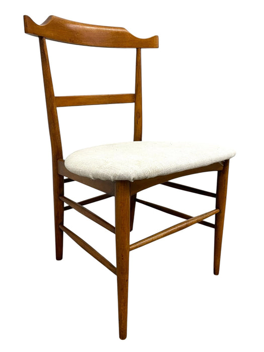 Vintage Mid-Century Modern Dining Chair in the Style of Milo Baughman - Upholstered Seat & Sculpted Wood Back