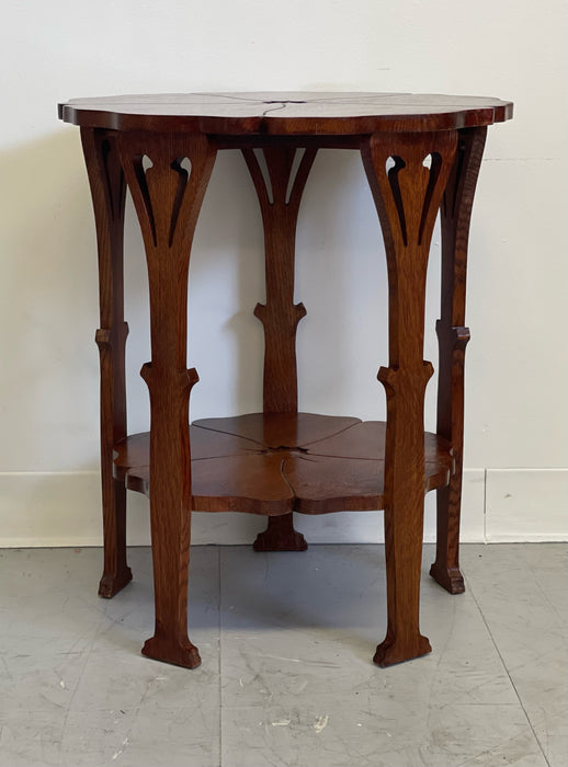 Delicately Designed Antique Gustave Stickley Poppy Table With Floral Motif (Available by online purchase Only)