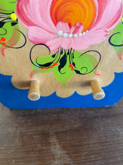 Vintage Hand-Painted Russian Matryoshka Wooden Wall Hook Rack