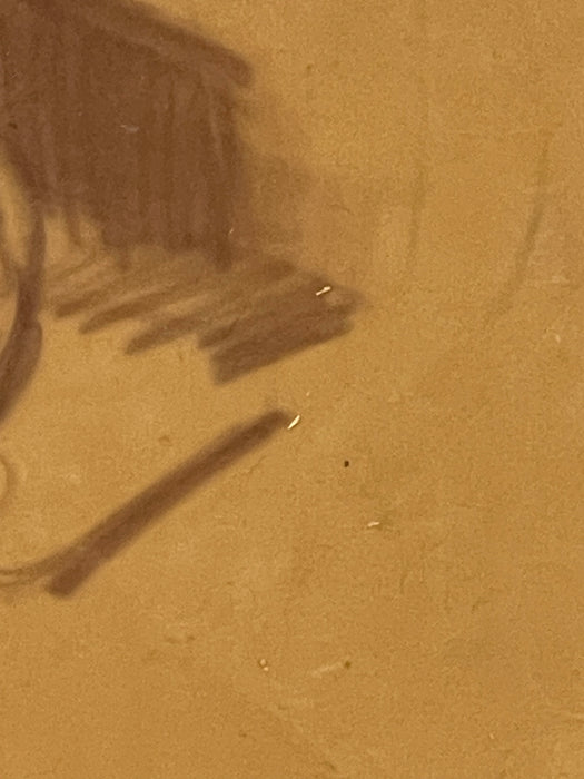 Vintage Seated Female Nude Figure Drawing on Toned Paper, Figurative Life Study