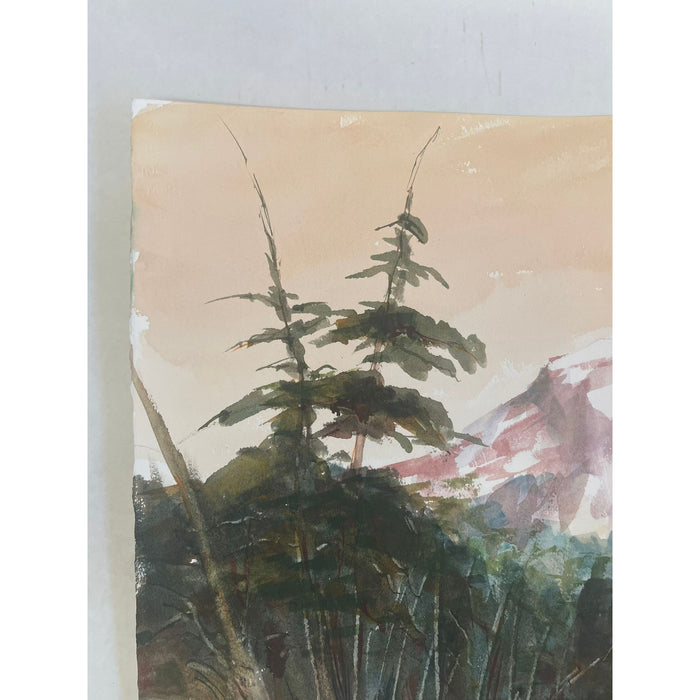 Vintage Signed Original Forest and Mountain Landscape Artwork