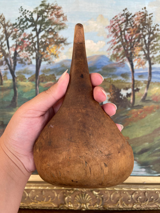 Antique 19th Century Hand-Carved Decorative Wooden Ladle Spoon with Sculptural Curved Handle.