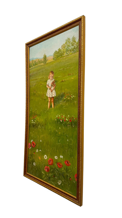 Original 1970 "Springtime" Oil Painting by J. Dembrow – Vintage Redbook Magazine Illustration Art