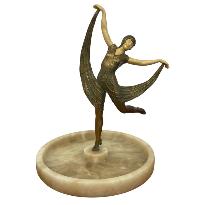 Art Deco Style Figural Dancer Sculpture with Dish.