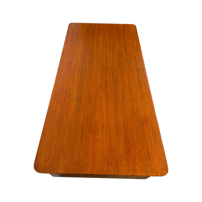 Vintage Mid Century Modern Danish Teak Executive Desk with Rear Bookshelf