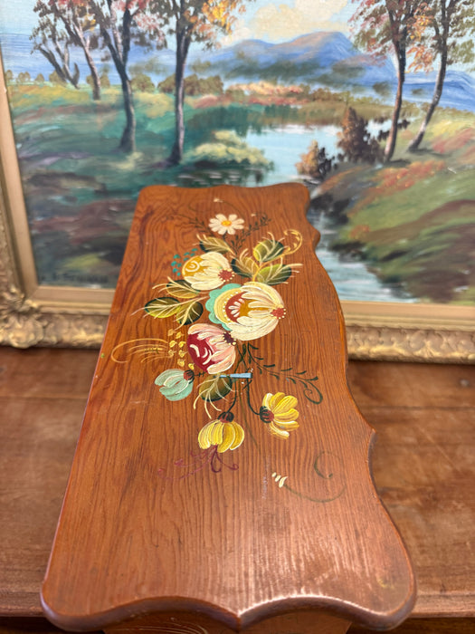 Vintage Hand-Painted Wooden Jewelry Trinket Box - Folk Art Style Floral Organizer Primitive Storage Chest