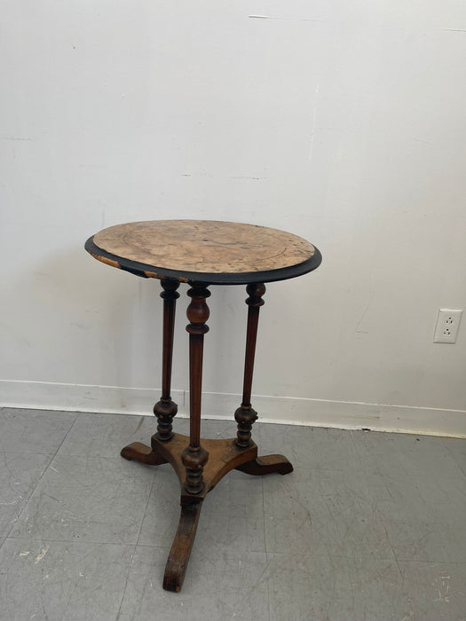 Vintage Imported Victorian Burl Wood Inlay Decorative Side Table.
