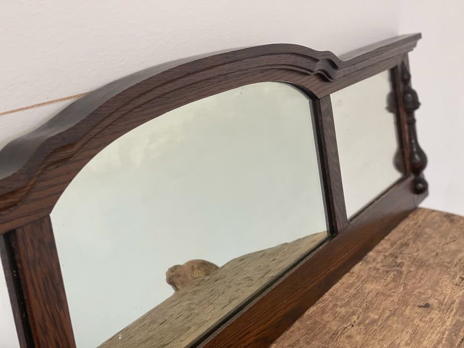 Vintage Three-Panel Wall Mirror with Arched Crest and Turned Wood Frame
