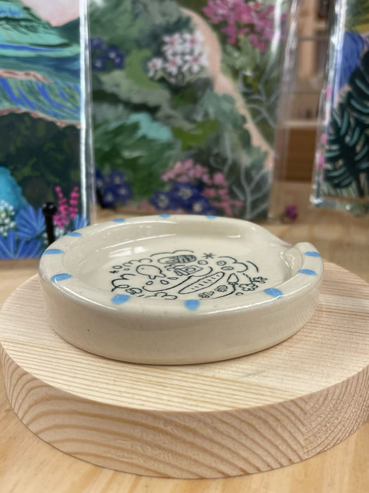 Original Wheel Thrown Hand Painted Ceramic Doodle Spoon Rest