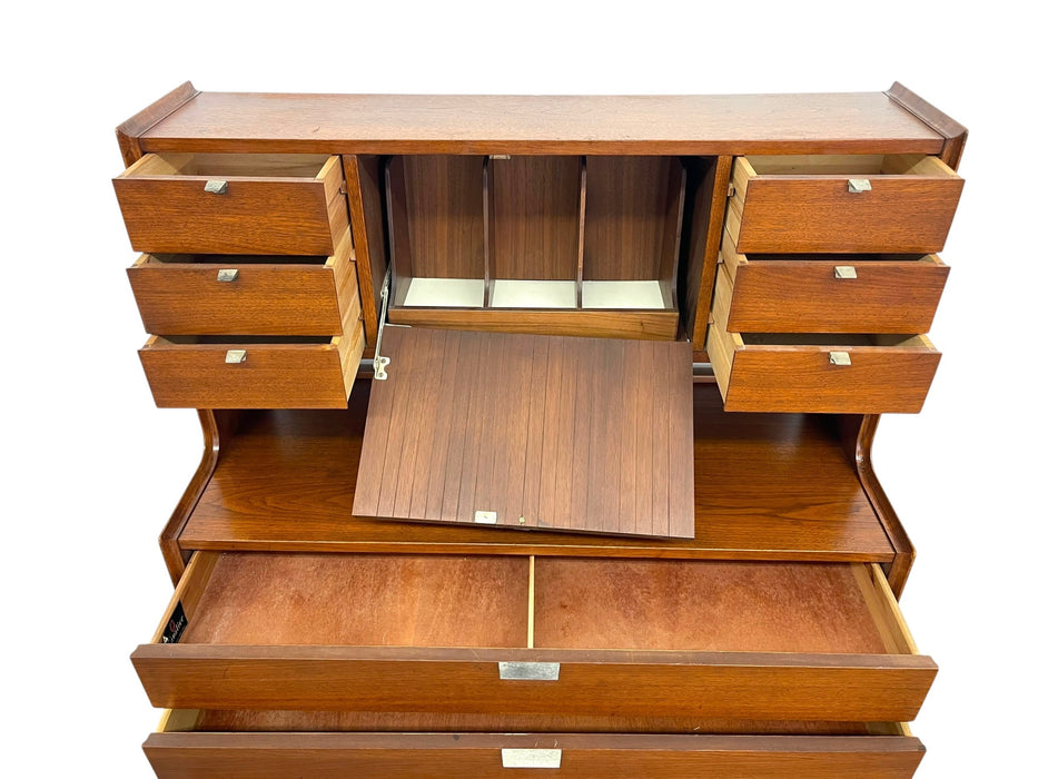 Vintage Cavalier Mid Century Modern Highboy Dresser Cabinet.