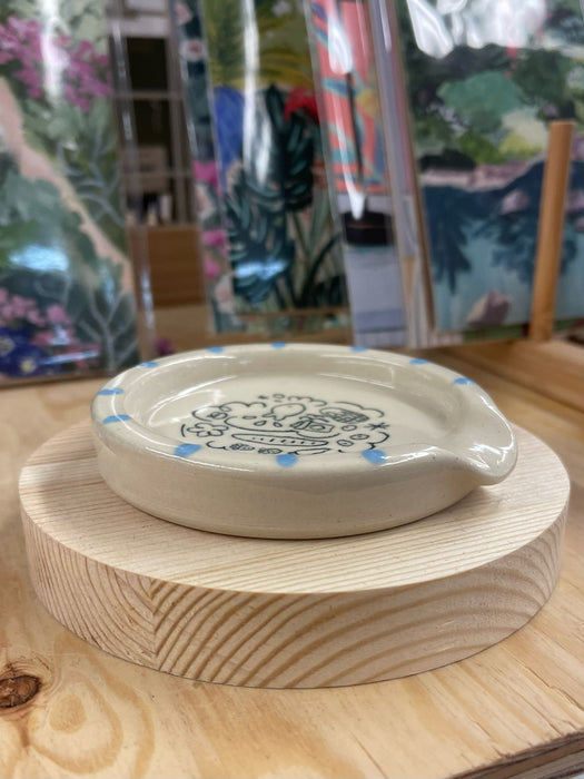 Original Wheel Thrown Hand Painted Ceramic Doodle Spoon Rest