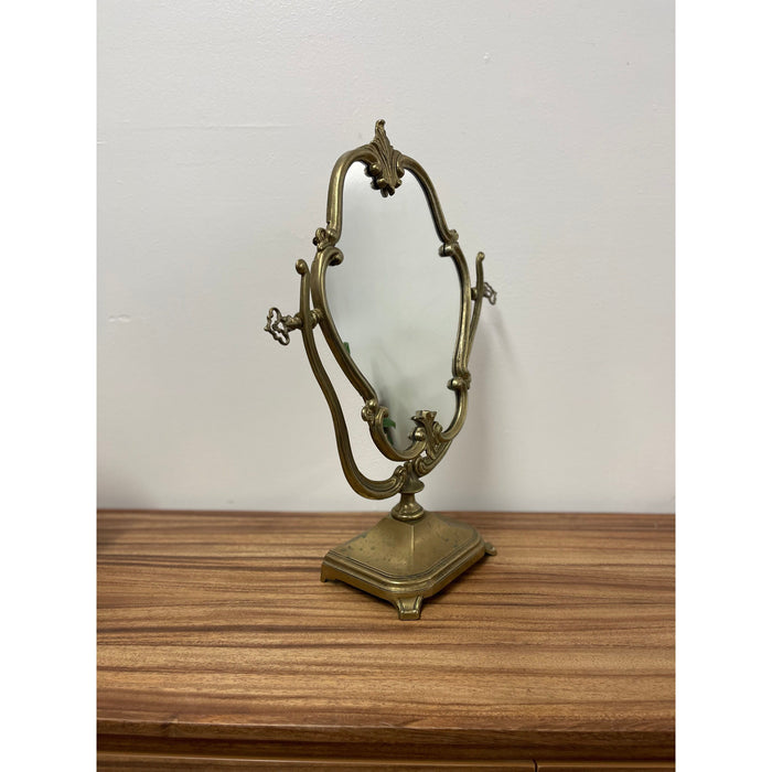 Vintage Victory Style Brass Toned Table Mirror