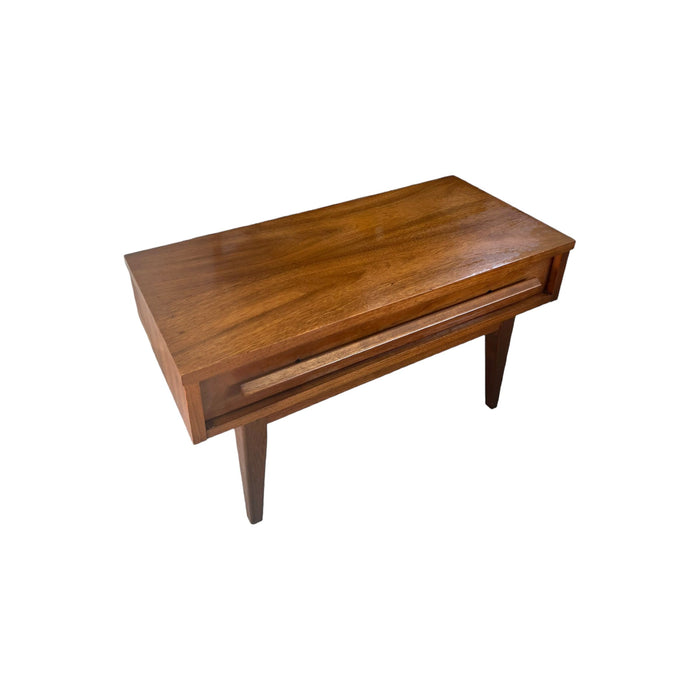 1970s Vintage Mid Century Modern End Table or Stand With Dovetailed Drawer Cherry Wood