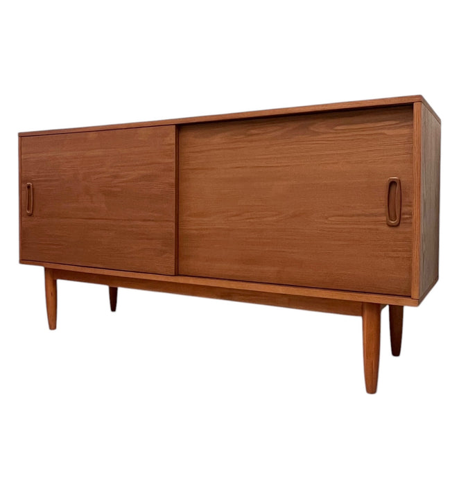 Mid Century Danish Modern Style Record Cabinet Credenza or Media Console Stand with Adjustable Shelves(Available by online purchase only)