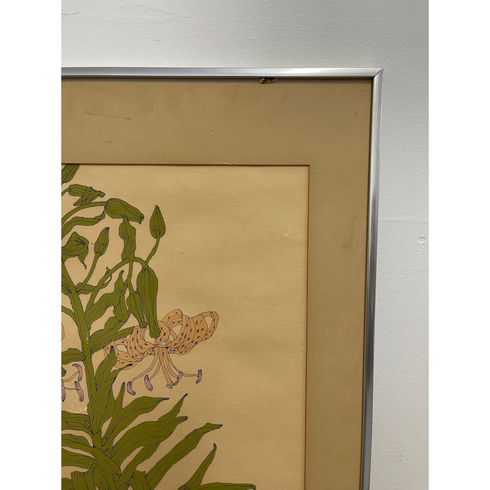 Vintage Original Signed and Framed Artwork Titled, "Tiger Lily"