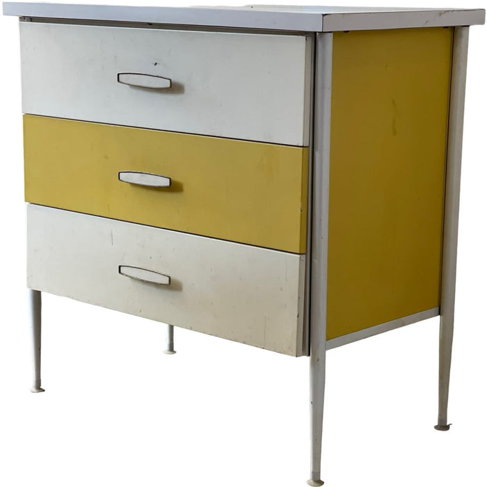 Vintage Mid Century Modern 3 Drawer Dresser Steel Framed George Nelson in Style of (Available for Online Purchase Only)