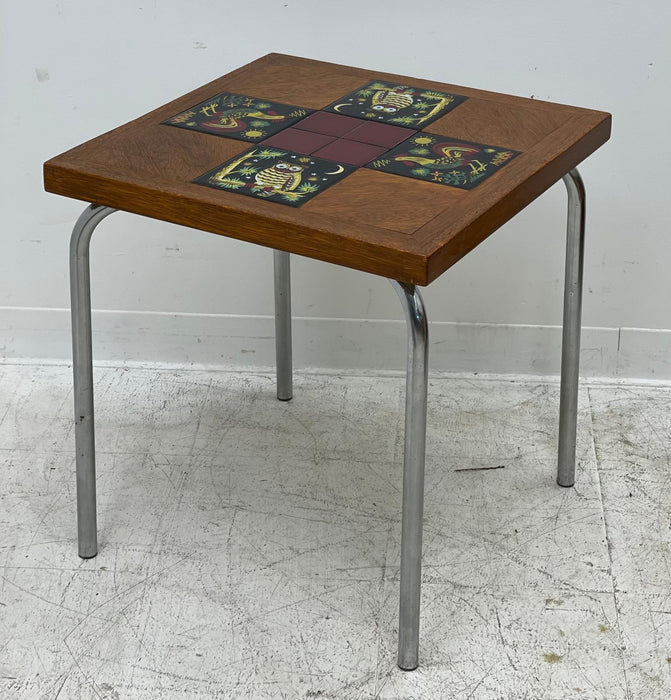 Vintage Mid Century Modern Accent Table with Tile top