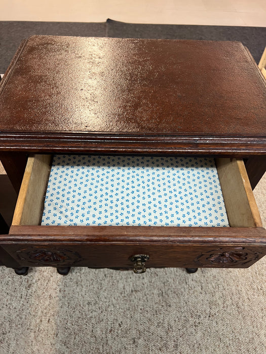 Pair of Portuguese Two-Tier End Tables Rose Carved Facia Imported From Uk Dovetailed Drawers