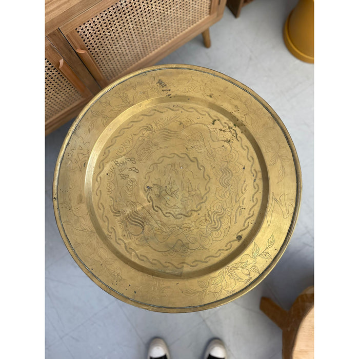 Vintage Brass Top Table With Foldable Base
