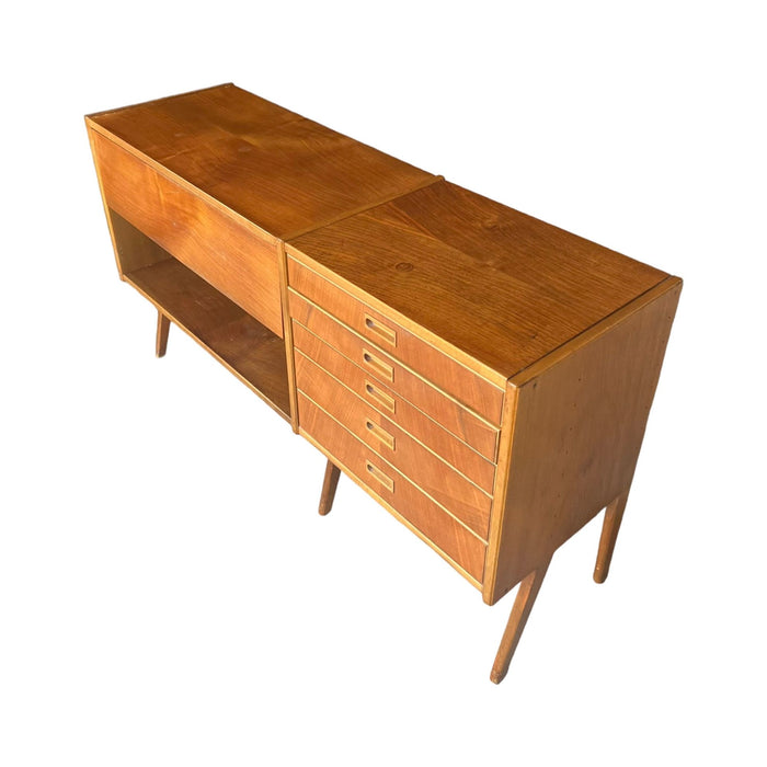 Vintage Mid Century Modern Teak Wood Credenza or Buffet or Bar Unit Made in Sweden (Available by Online Purchase Only)