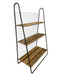 Baker Style Reclaimed Book Shelf Rack with Industrial Metal Frame and Wire Back
