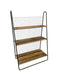 Baker Style Reclaimed Book Shelf Rack with Industrial Metal Frame and Wire Back