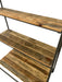 Baker Style Reclaimed Book Shelf Rack with Industrial Metal Frame and Wire Back