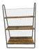 Baker Style Reclaimed Book Shelf Rack with Industrial Metal Frame and Wire Back
