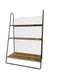 Baker Style Reclaimed Book Shelf Rack with Industrial Metal Frame and Wire Back