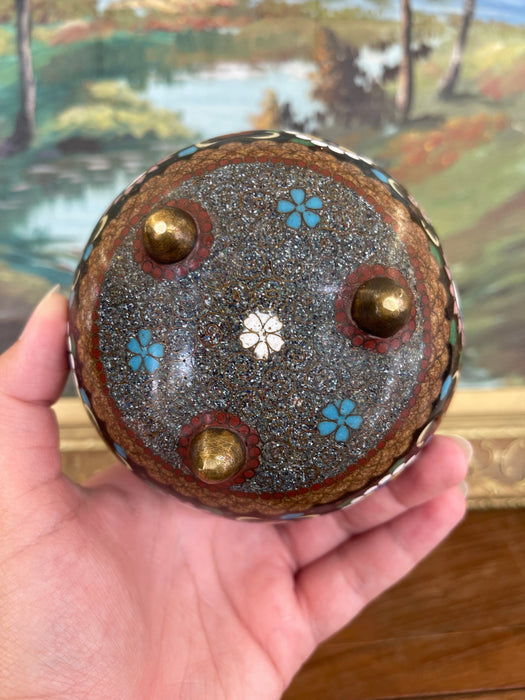 Believed to be Early 20th Century Chinese Cloisonné Miniature Tripod Vase with Floral and Butterfly Enamel Panels