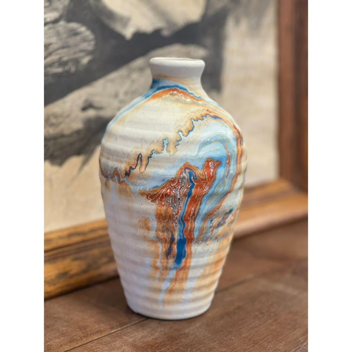 Vintage Handmade Nemadji Vase Minnesota Multicolored Stamped ceramic vase