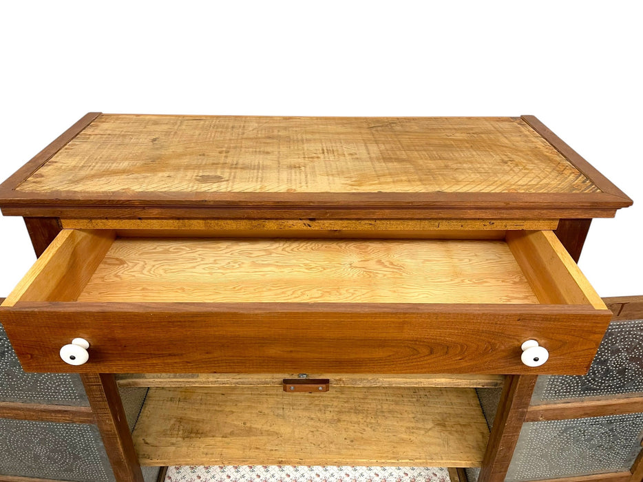 Wood and Metal Pie Cabinet with Fixed Interior Shelves (Available for Online Purchase Only)