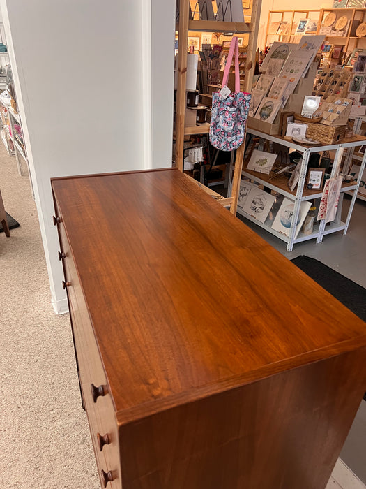 Vintage Walnut Mid-Century Modern Five Drawers Dresser Cabinet by United