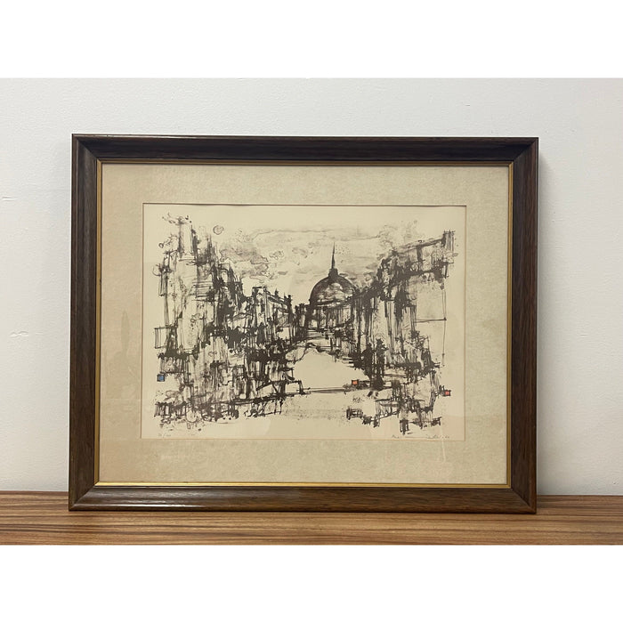 Vintage signed Original Lithograph “Duomo” by European Artist Max Gunther