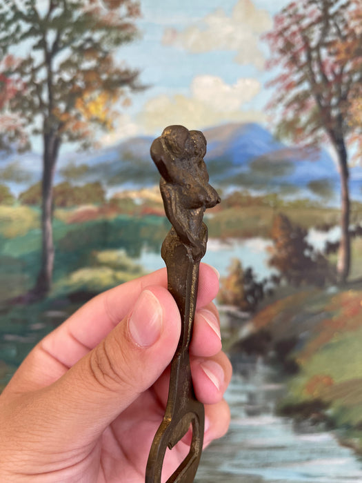 Vintage Likely Cast Iron Figural Nude Double Woman Bottle Opener