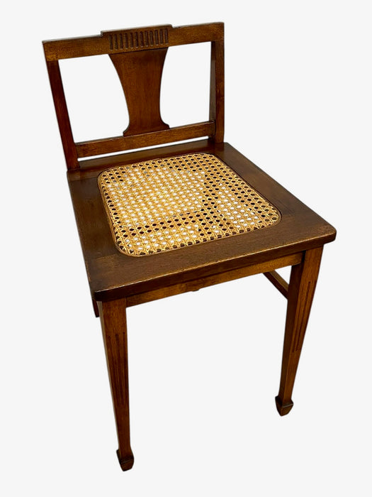 Vintage Arts & Crafts Style Wooden Side Chair with Caned Seat and Shaped Back Splat
