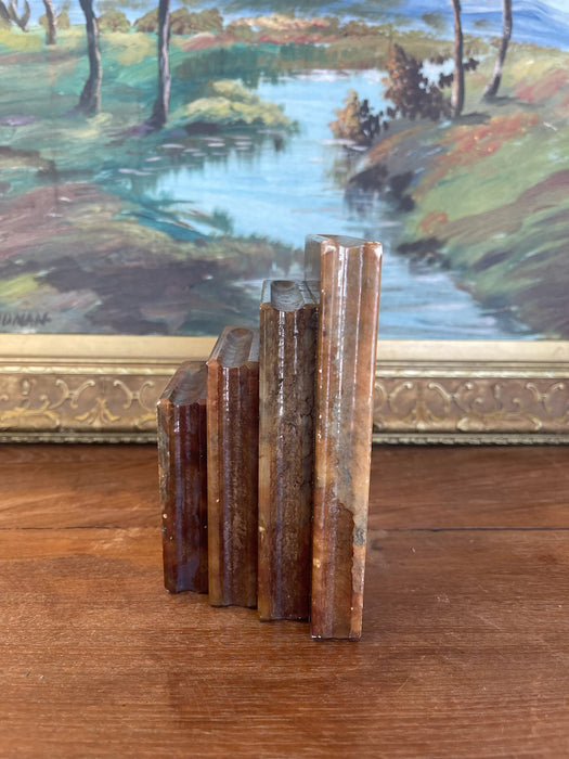 Vintage Polished Likely Onyx Marble Bookend in Graduated Stacked Form.
