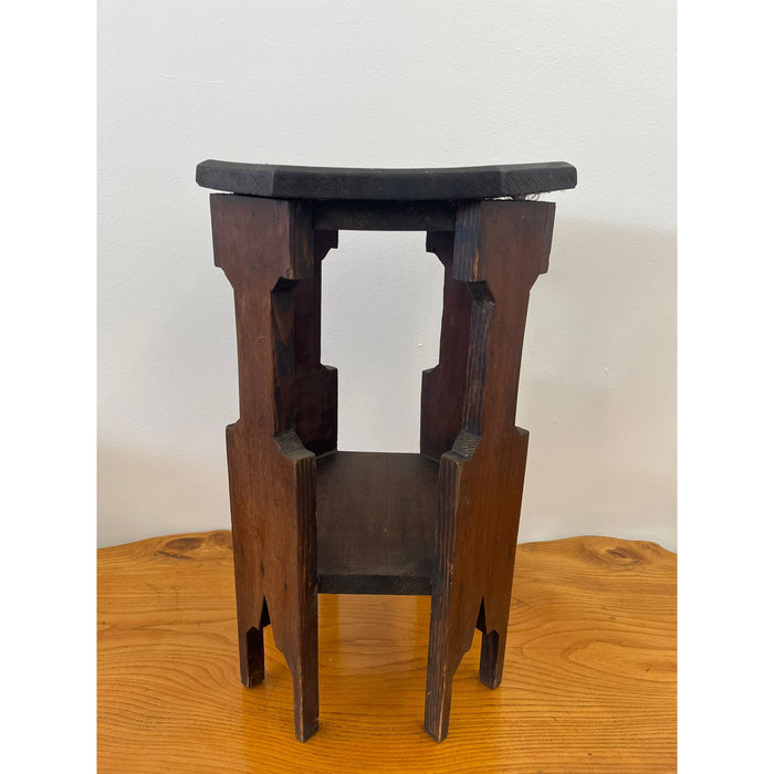 Vintage Wooden Primitively Designed Decorative Side Table With Octagonal Shaped Top