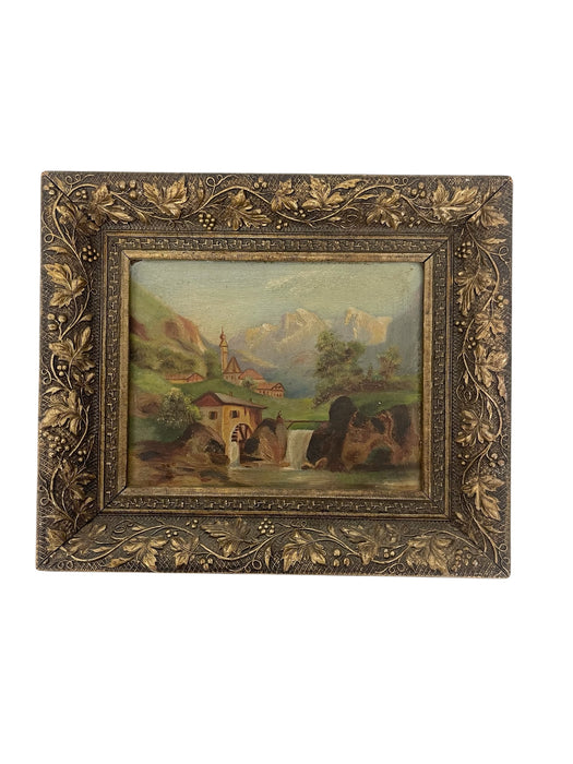 Vintage Original Landscape Painting in Ornate Frame.