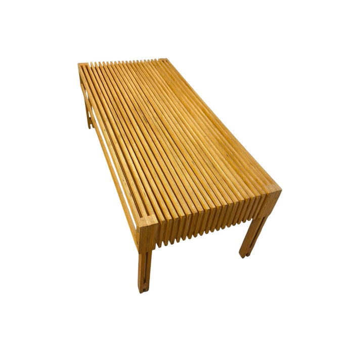 Mid-Century Modern Architect Style Layered Plywood Slat Coffee Table with Built-In Storage