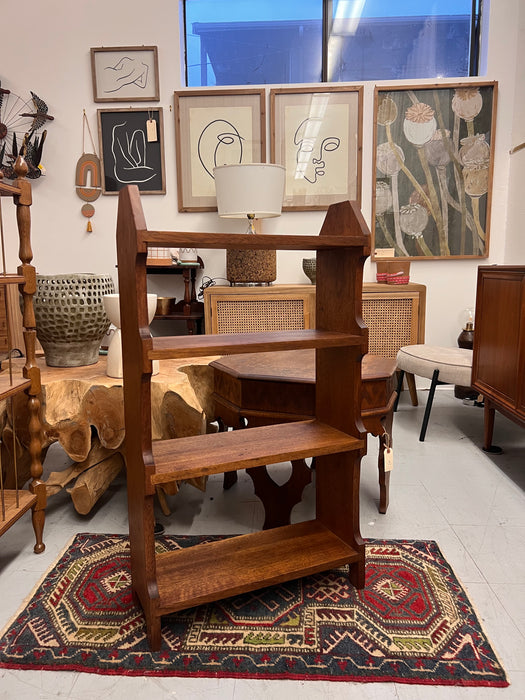 Vintage Mahogany Solid Wood Open Bookshelf in Arts and Crafty Style