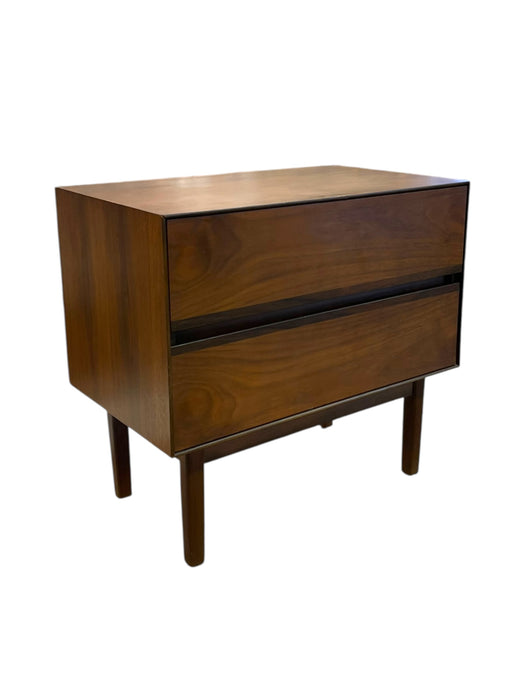 Vintage Mid-Century Modern Walnut-Toned Accent Table with Two
Dovetail Drawers