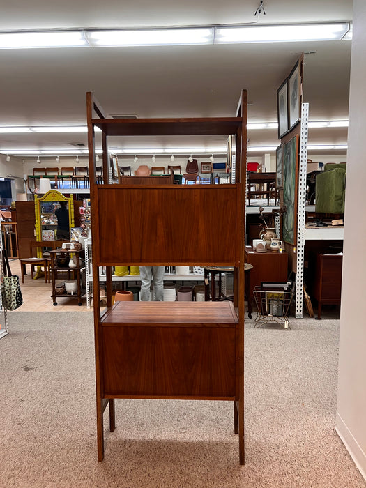 Vintage Mid Century Modern Free Standing Room Divider Wall Unit Cabinet with 3-Drawers and Finished Back