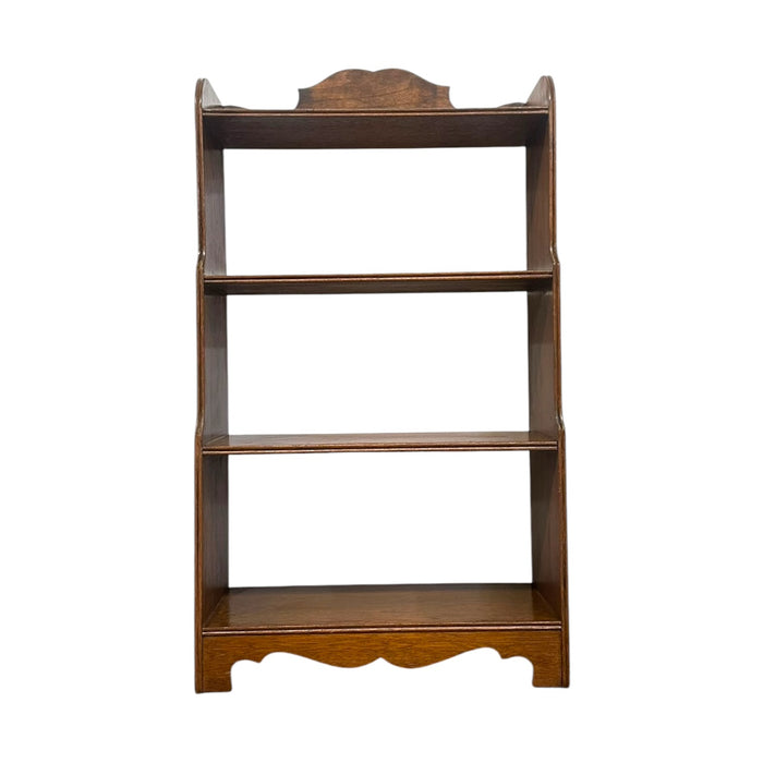 Vintage 4-Tier Solid Wood Bookshelf – Antique Style Scalloped Bookcase and Display Shelf