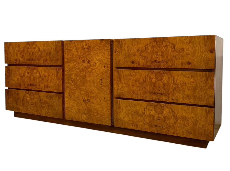 Milo Baughman for Lane Mid-Century Modern Burl Wood Credenza